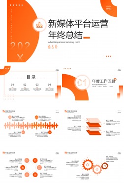 橙色商务风简约总结汇报PPT模板